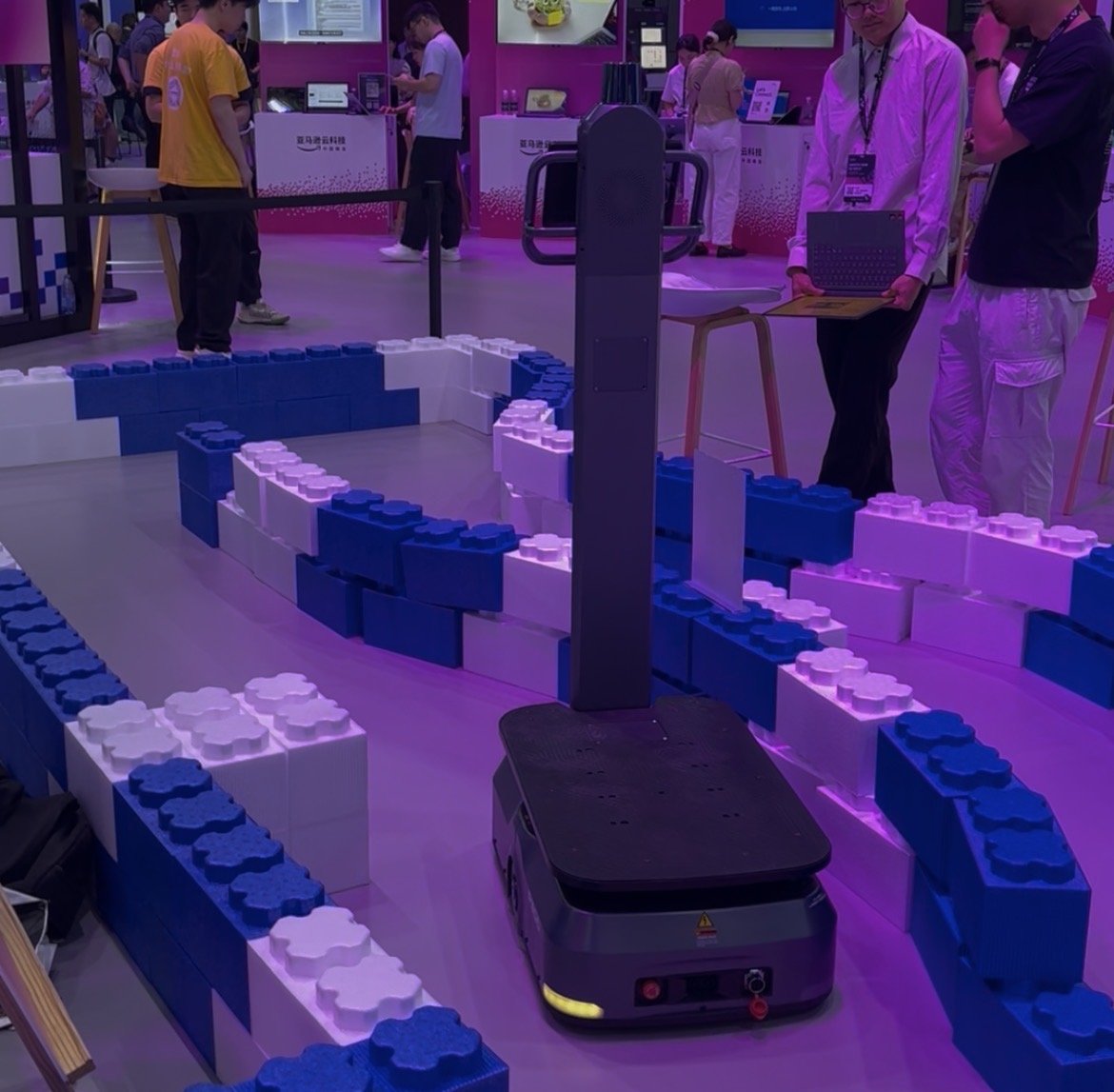 An autonomous mobile robot navigating a brick maze